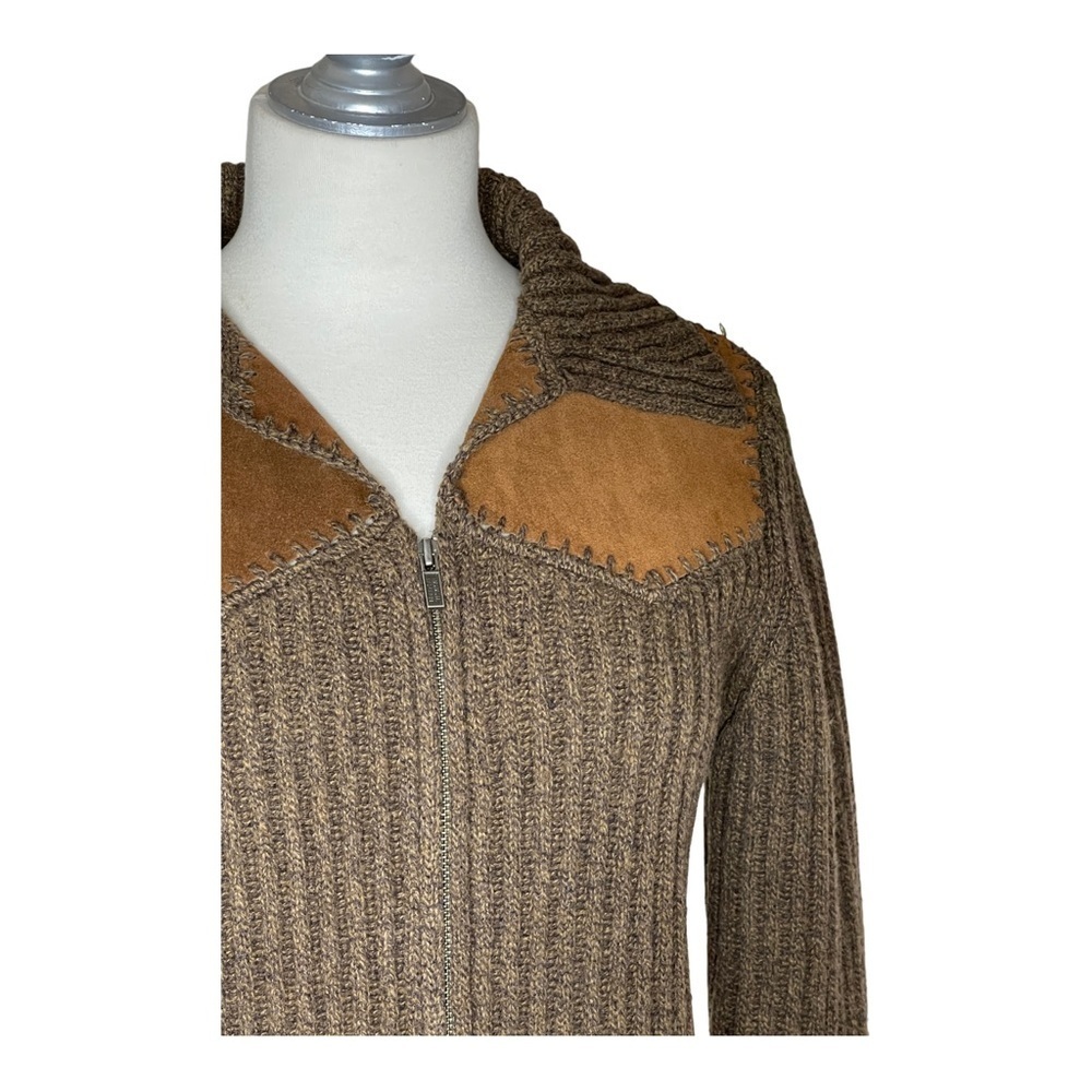 Banana Republic 100% Lambswool and Suede Pocket Cardigan S - Picture 2 of 10